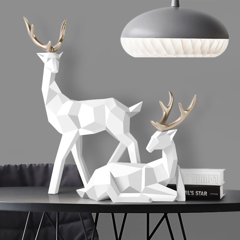 Nordic Noir Deer Resin Sculptures