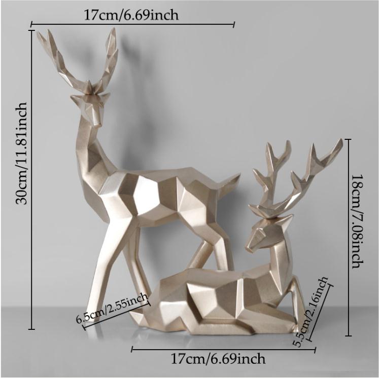 Nordic Noir Deer Resin Sculptures