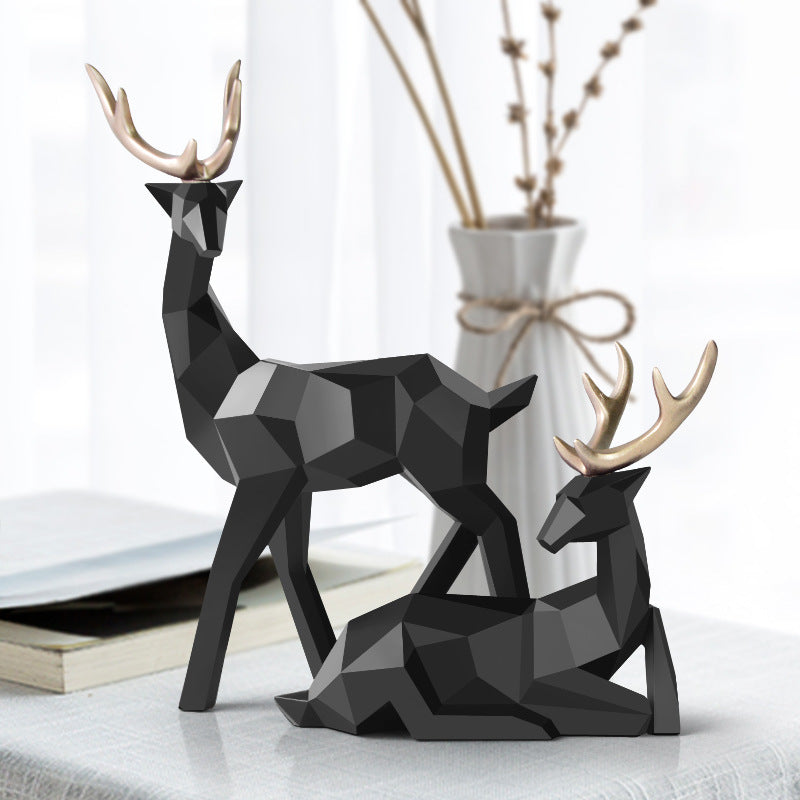 Nordic Noir Deer Resin Sculptures