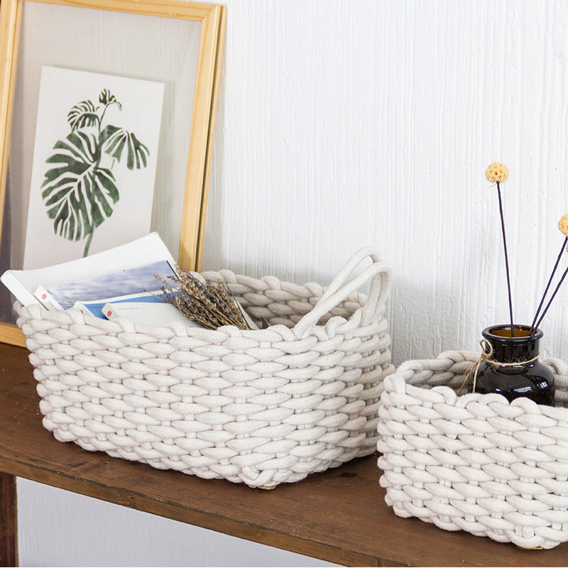 Coastal Hand-woven Cotton Rope Basket