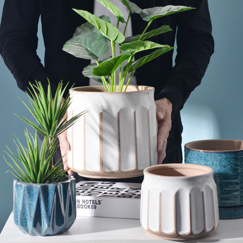 Modern Striped Plant Pot