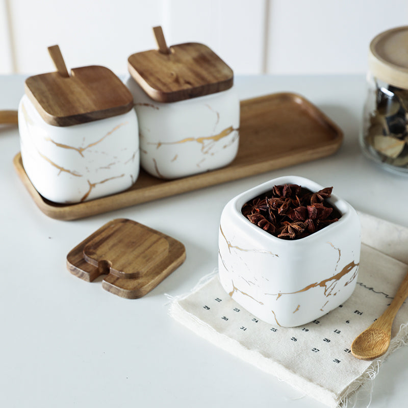 Marble Ceramic Jar Set