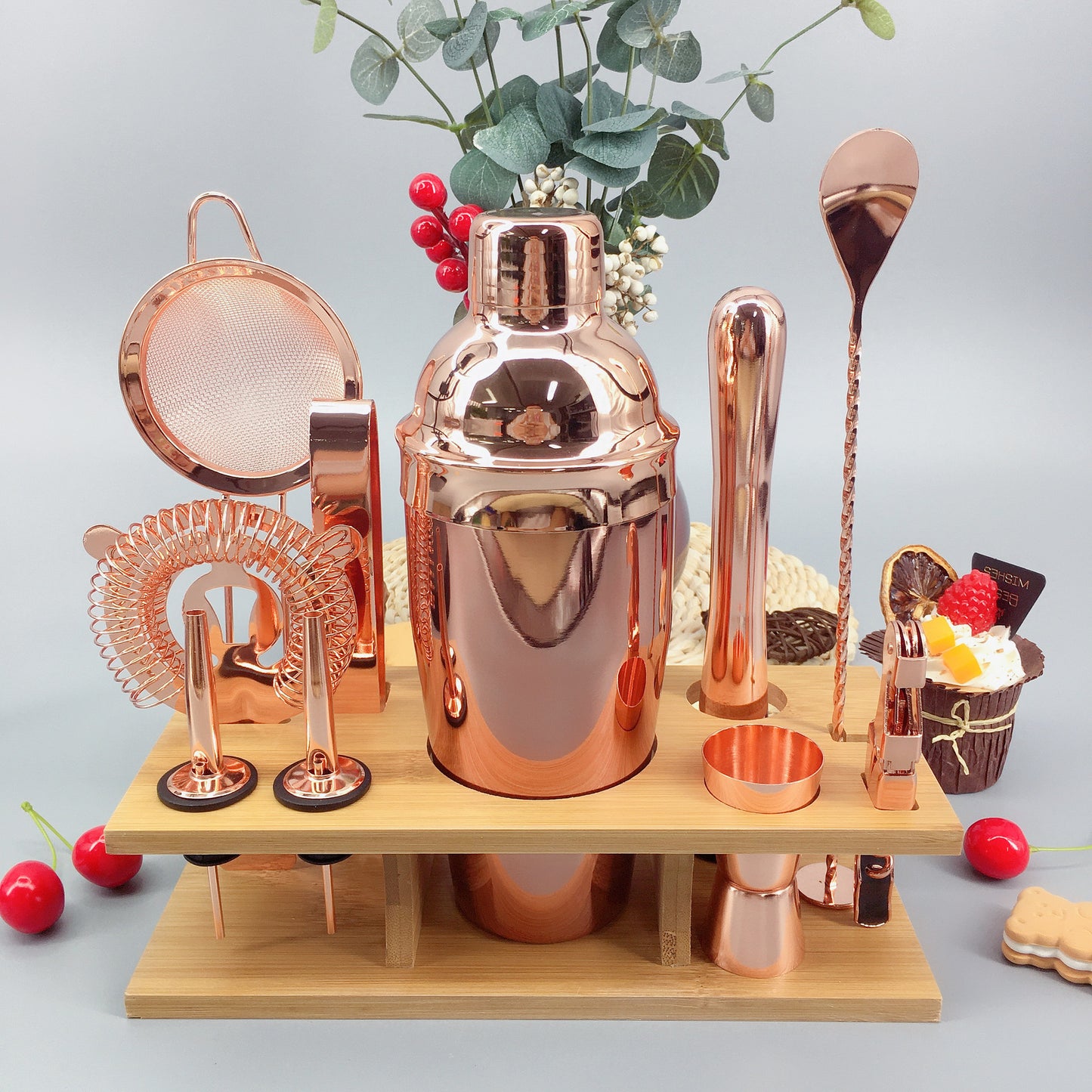 Rose Gold Stainless Steel Cocktail Shaker Set