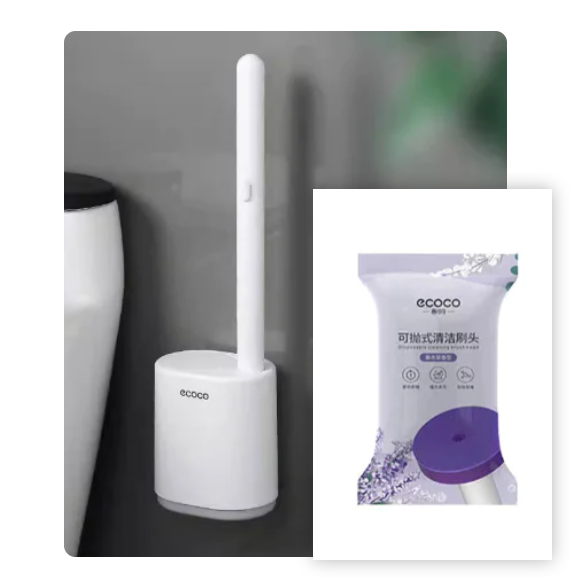 Disposable Toilet Brush with Cleaning Liquid (One Set)