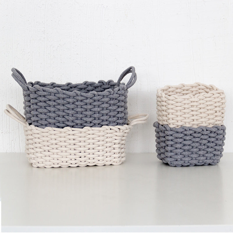 Coastal Hand-woven Cotton Rope Basket