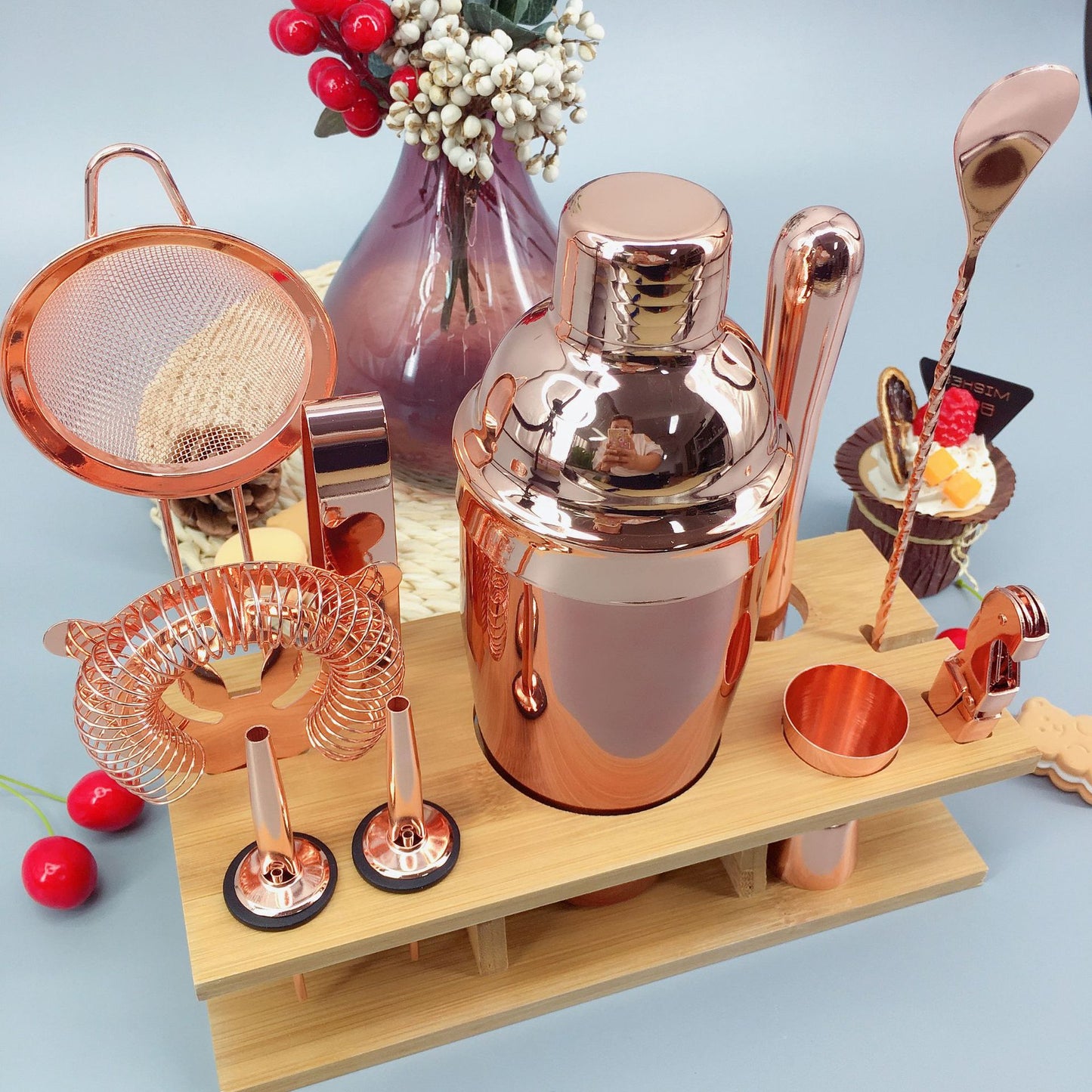 Rose Gold Stainless Steel Cocktail Shaker Set