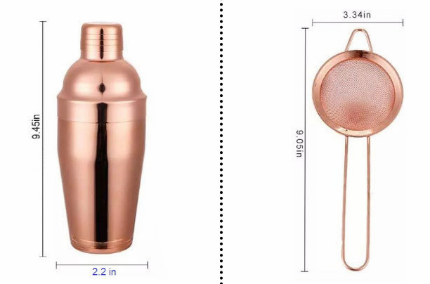 Rose Gold Stainless Steel Cocktail Shaker Set