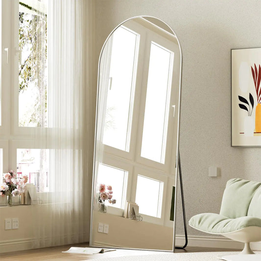 BEAUTYPEAK 71"x26" Arch Floor Mirror Full Length Mirror Wall Mirror Hanging or Leaning Arched-Top Full Body Mirror with Stand for Bedroom Dressing Room Silver